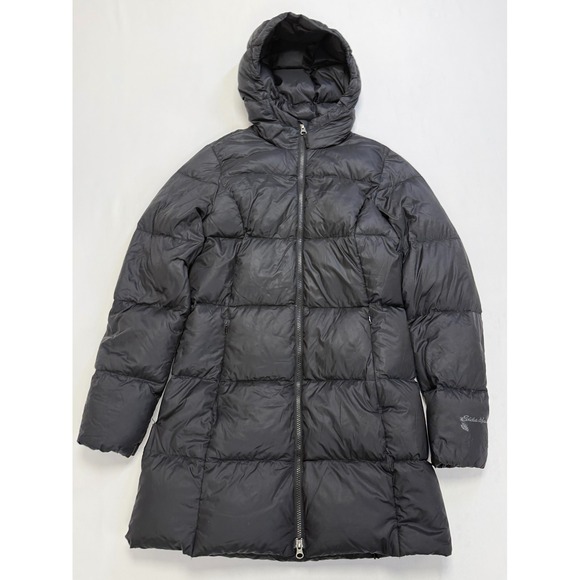 Eddie Bauer Jacket Womens Small Black Luna Peak Down Parka Puffer Outdoors EB550 - Picture 1 of 12